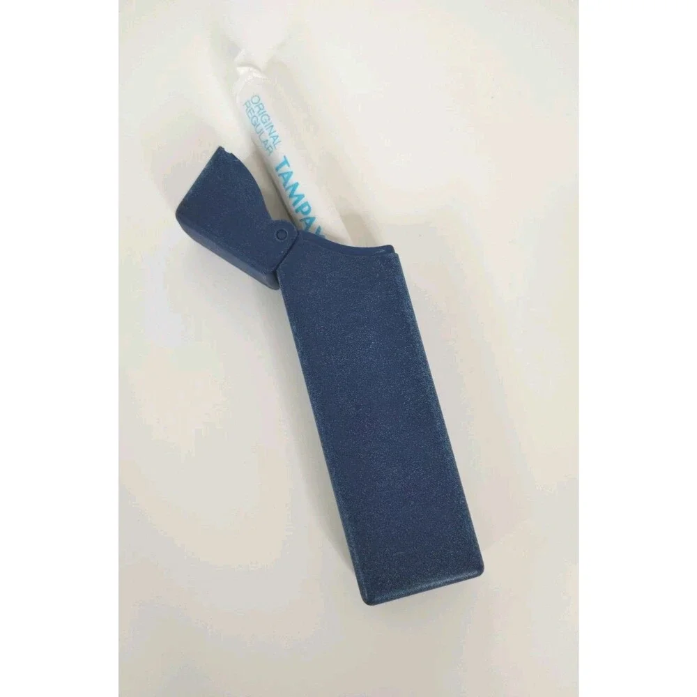 Vintage Tampax carrier case Blue